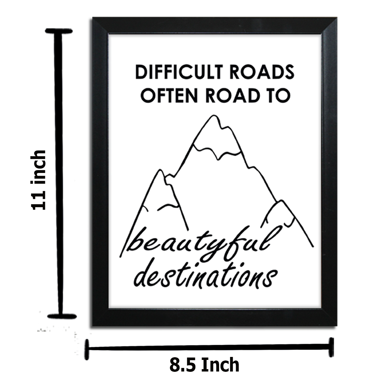 "Difficult Roads Often Lead to Beautiful Destinations" wall poster sticker is a motivational and inspiring piece of wall decor
