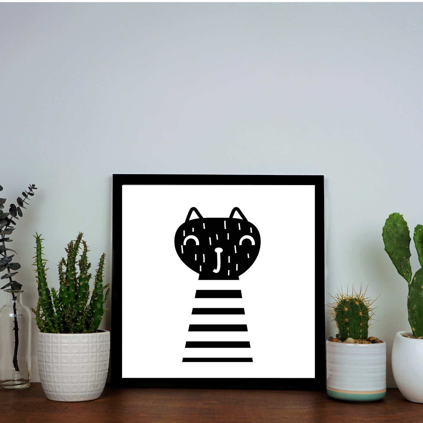 Paintings Modern Art Animal Cute Cat Black and White Wall Decor Paintings