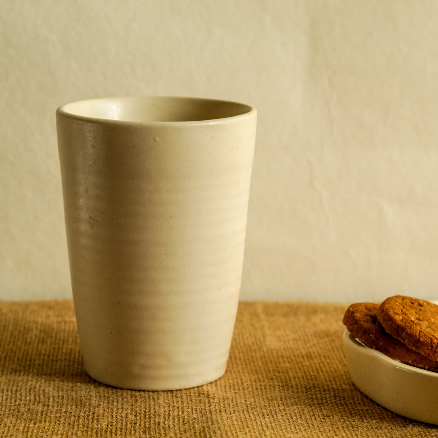 Ribbed White Tumbler
