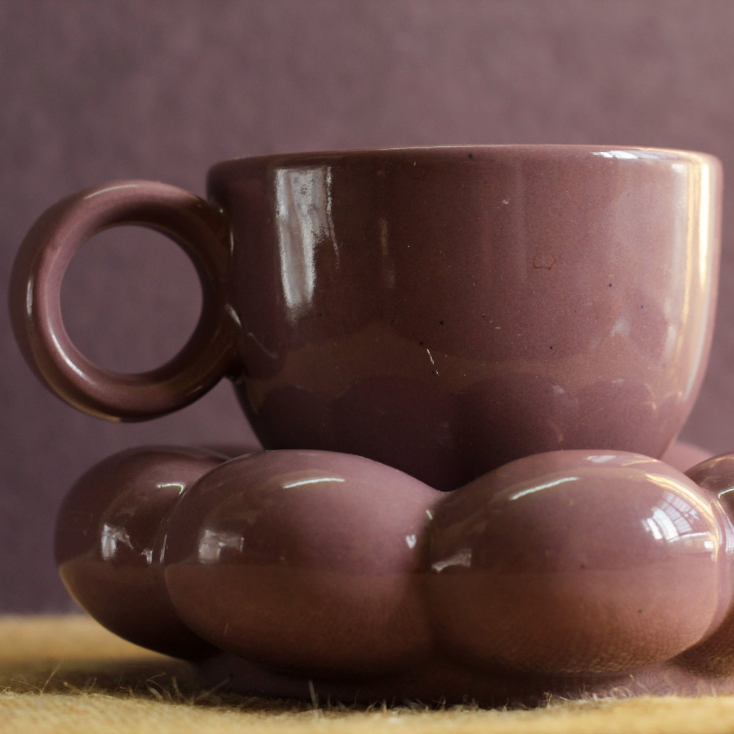 Purple Sunflower Saucer Set