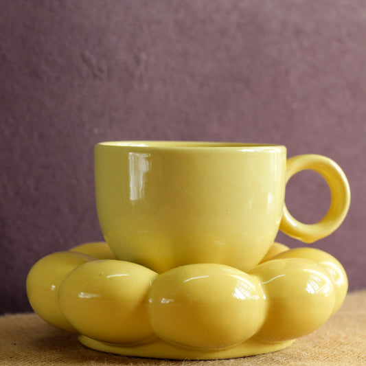 Yellow Sunflower Saucer Set