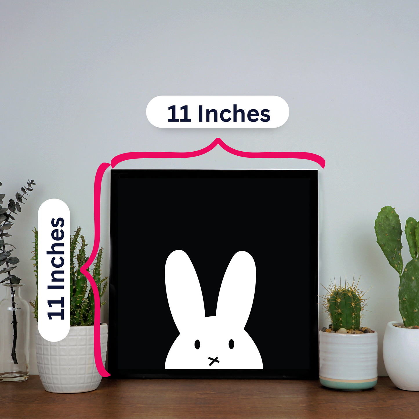 Animal Art Cute Bunny Black & White Wall Decor Photo Framed For Living Room