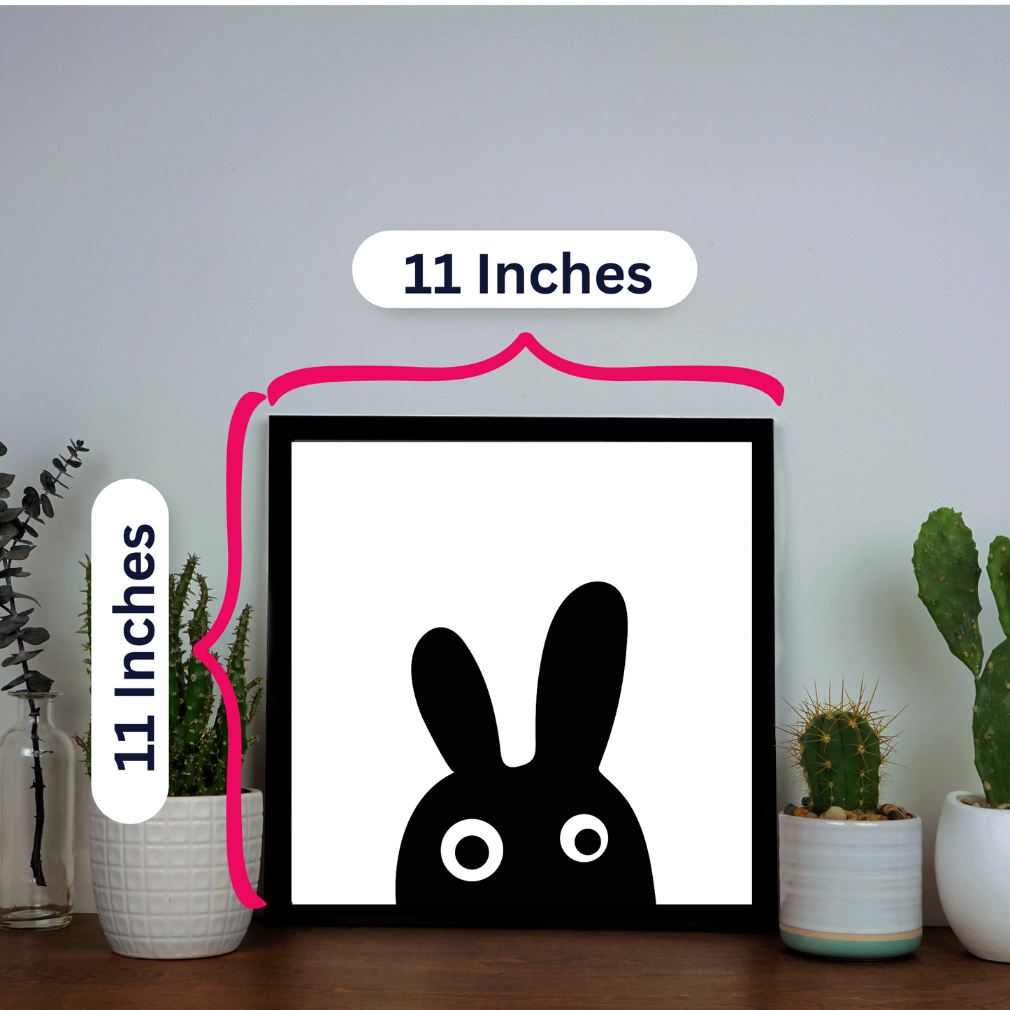 Modern Art Animal Cute Paintings Black rabbit Black and white Wall Decor