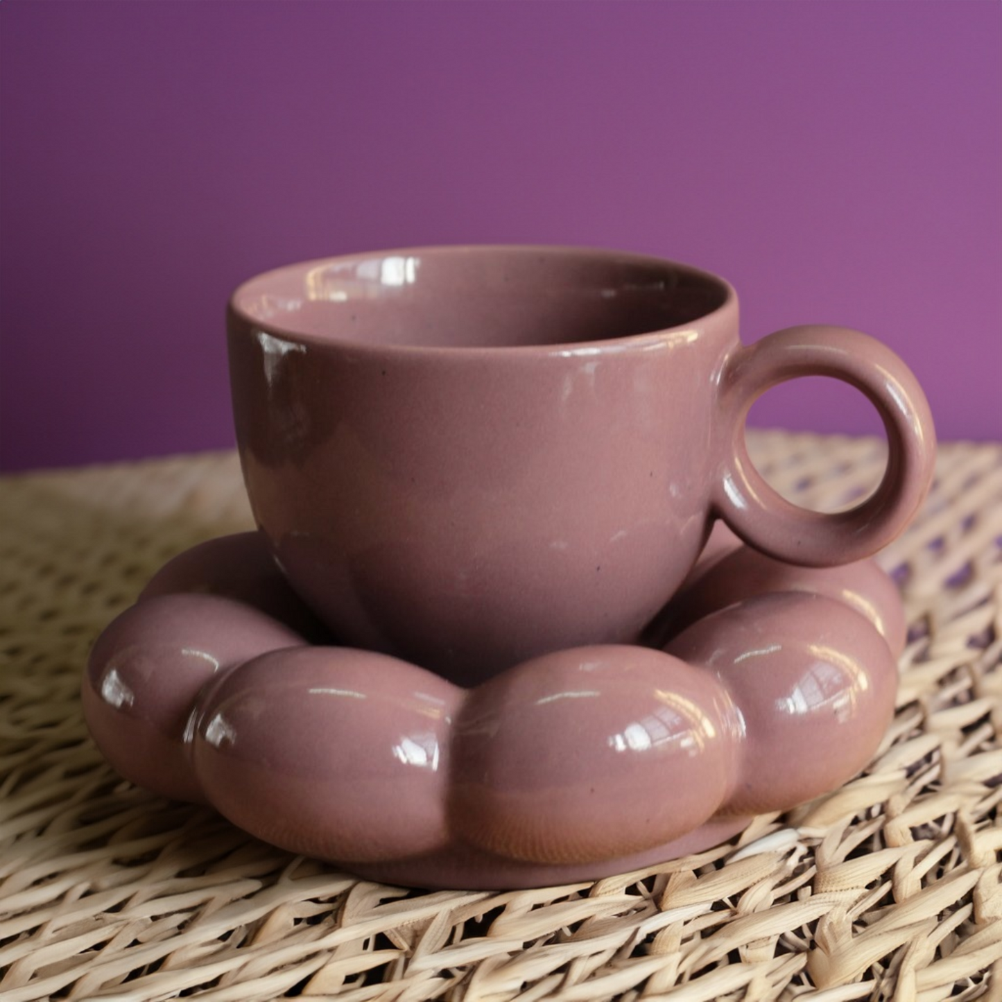 Purple Sunflower Saucer Set