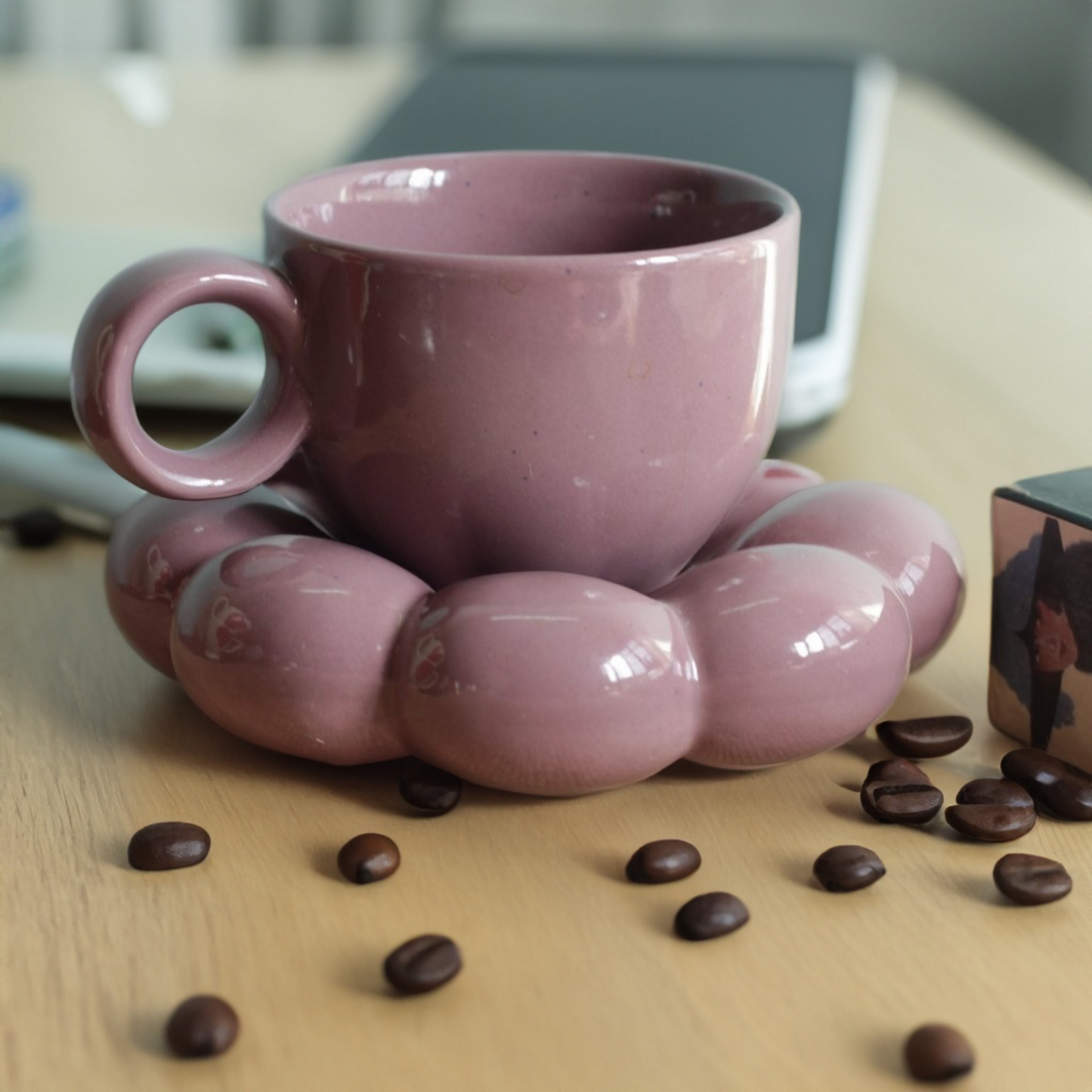 Purple Sunflower Saucer Set