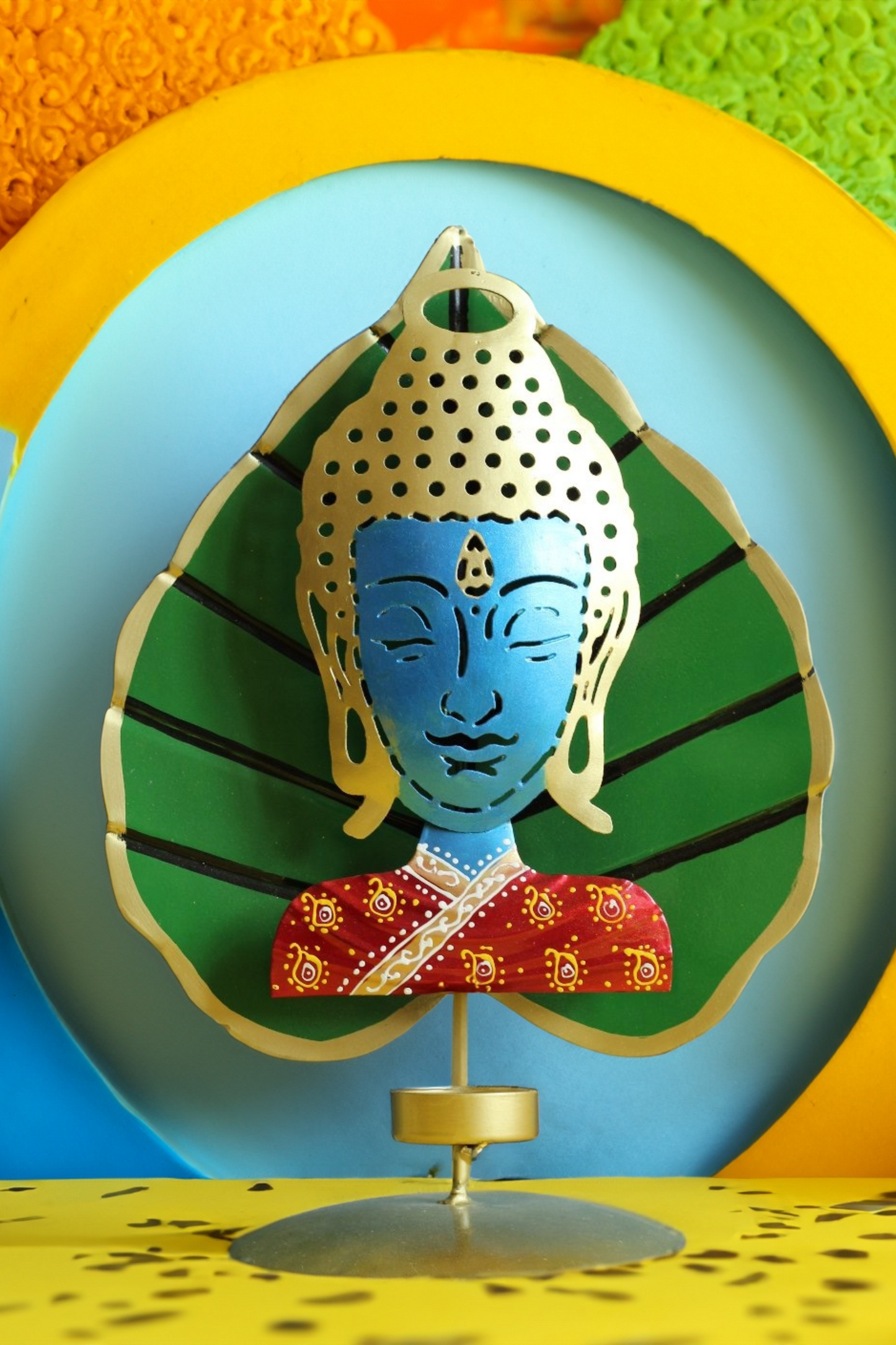 Green Leaf Buddha Candleholder