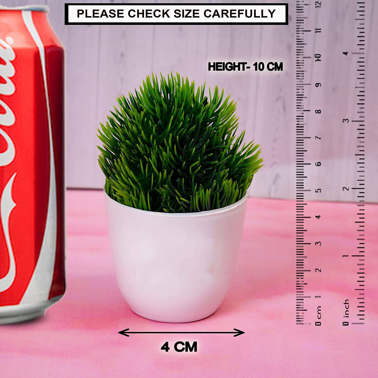 Cute Artificial Small Plants for Table Decor (3 Pots, Green)