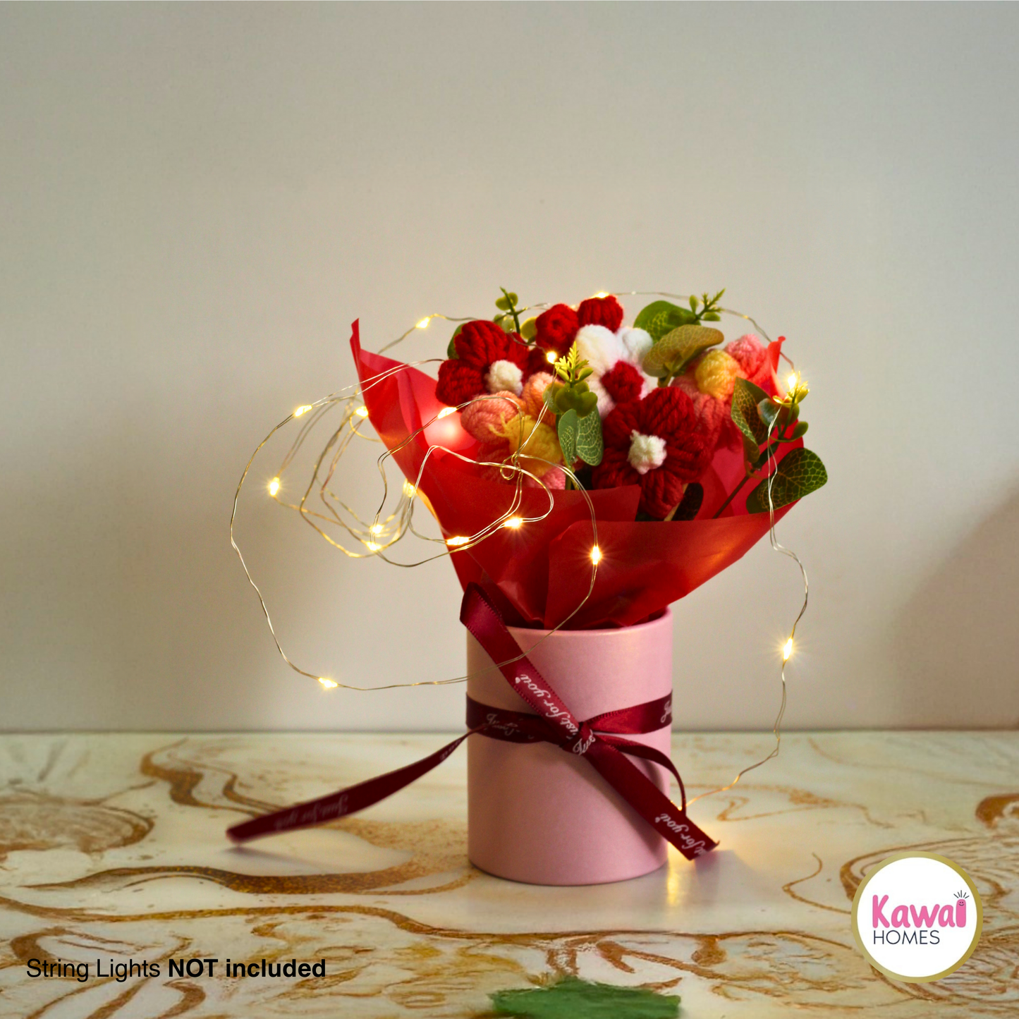 Festive Red Crochet Flower Bouquet (1 pc)