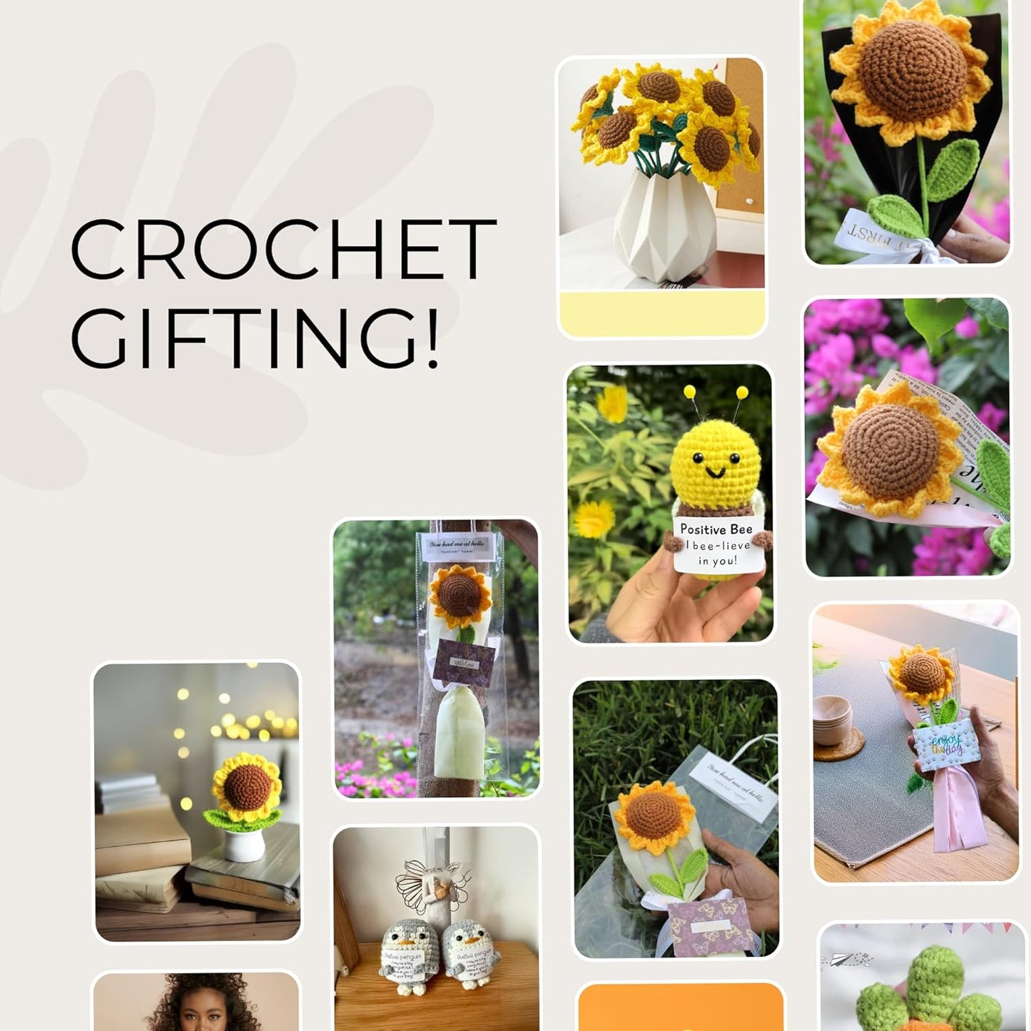 CROCHET SUNFLOWER BOUQUET - PINK WRAP