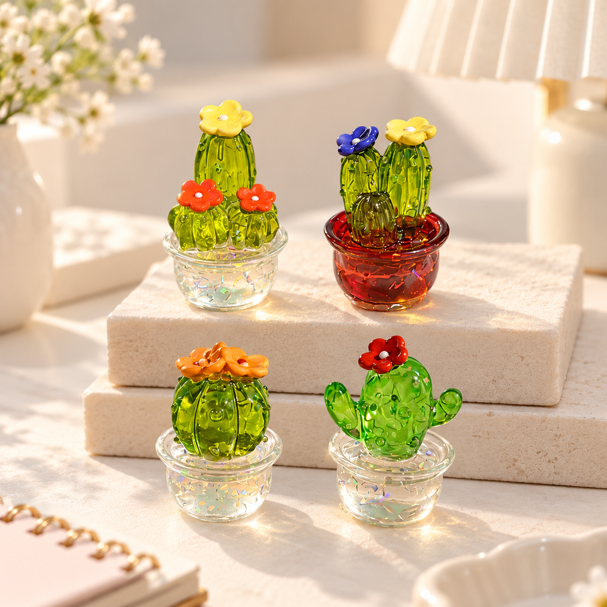 Tiny Cactus - Glass Figurine Set