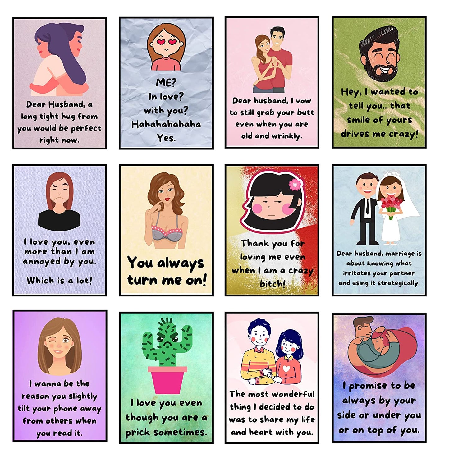 Happy Husband Love cards - Pack of 12