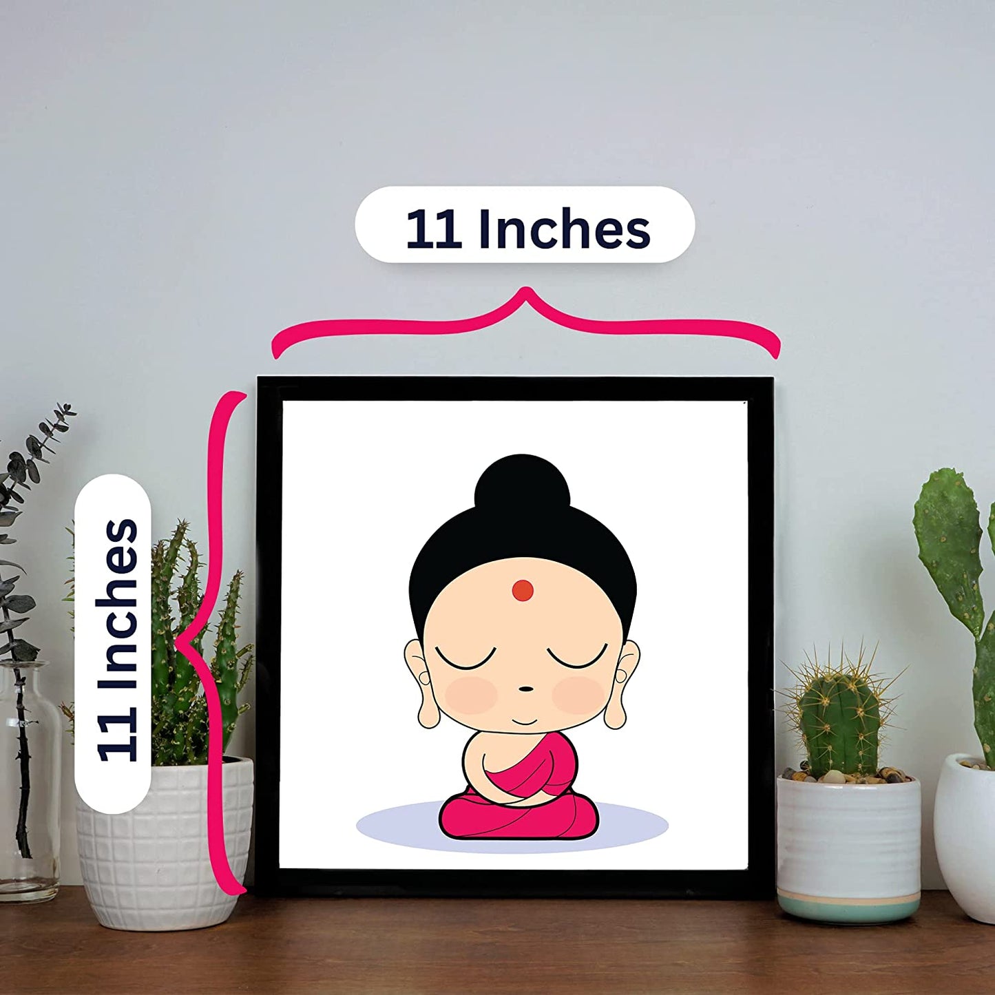 Kawaii Buddha Wall Art - 11 X 11 inches