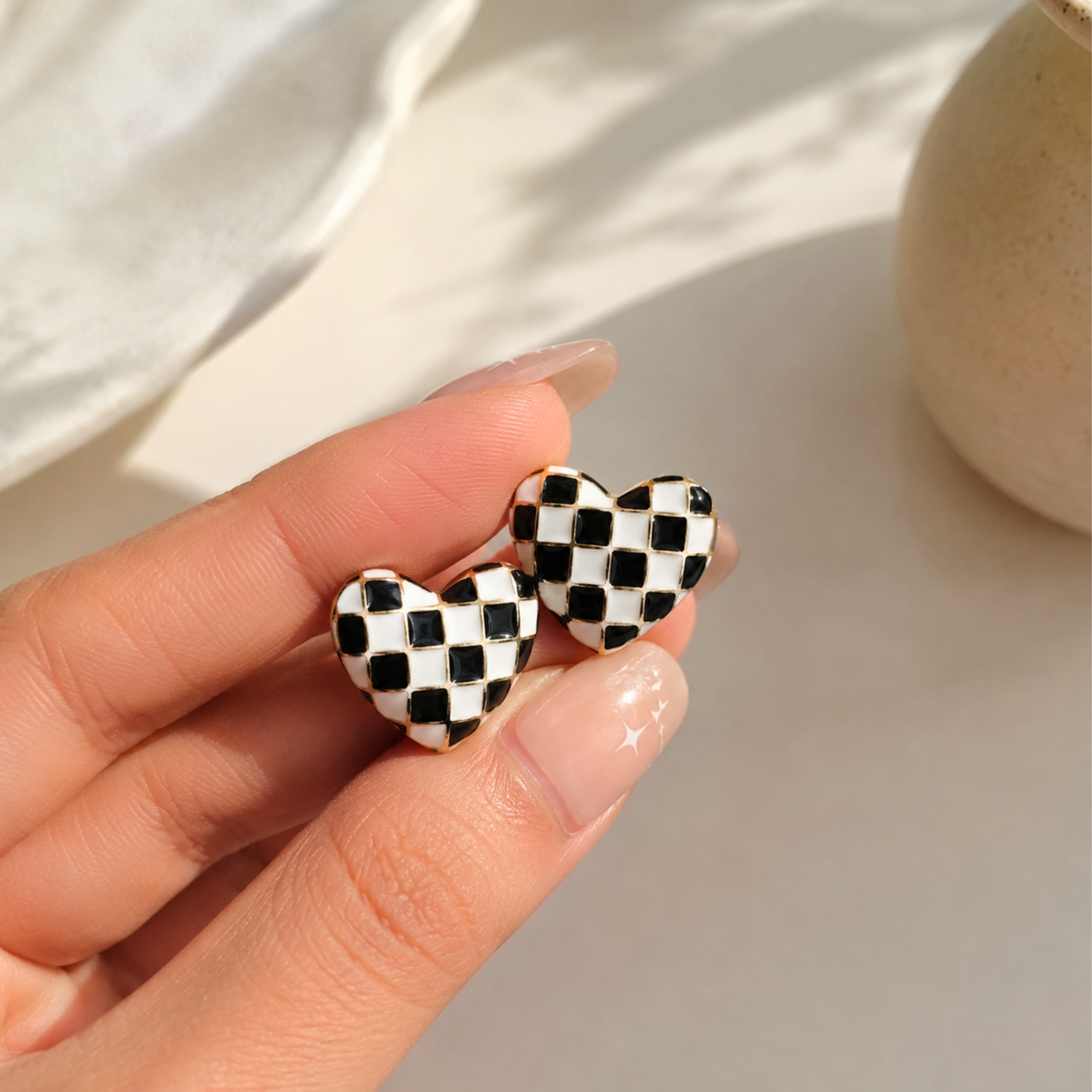 Chess Heart Studs