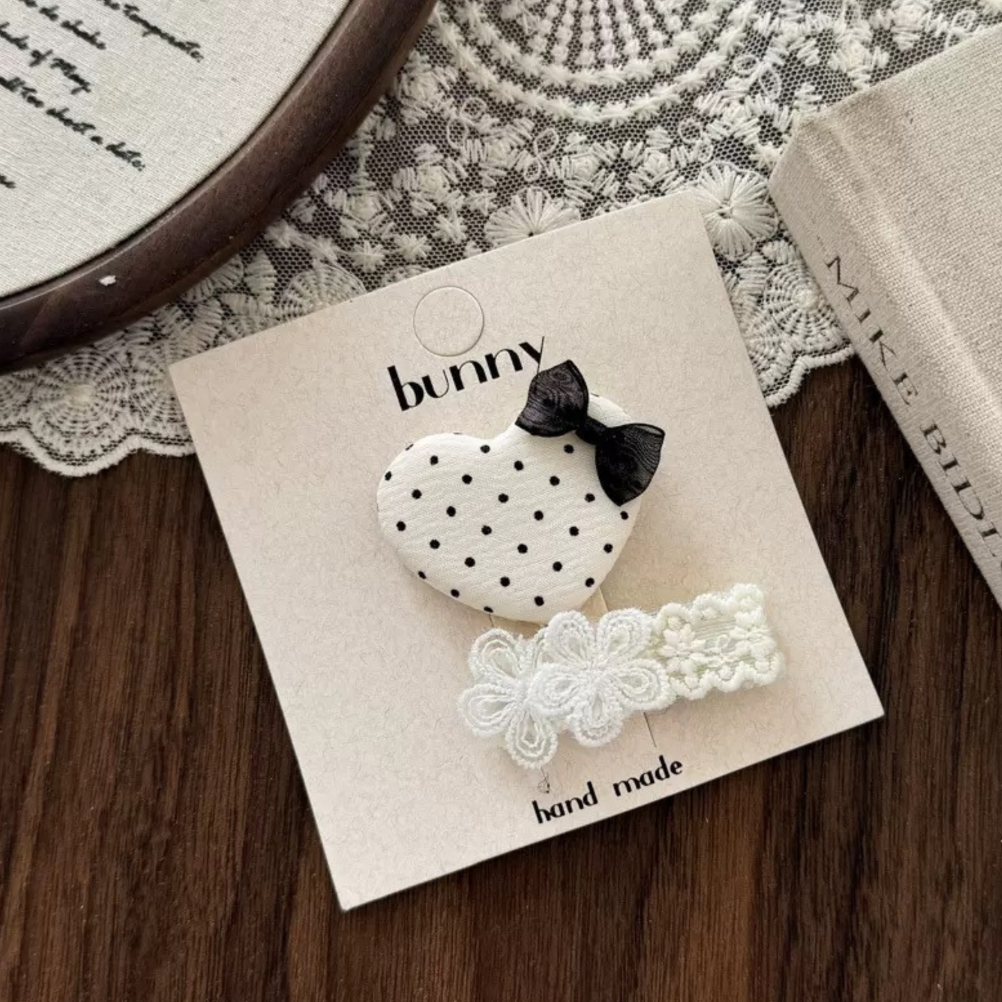 Embroidered Polka Love Set