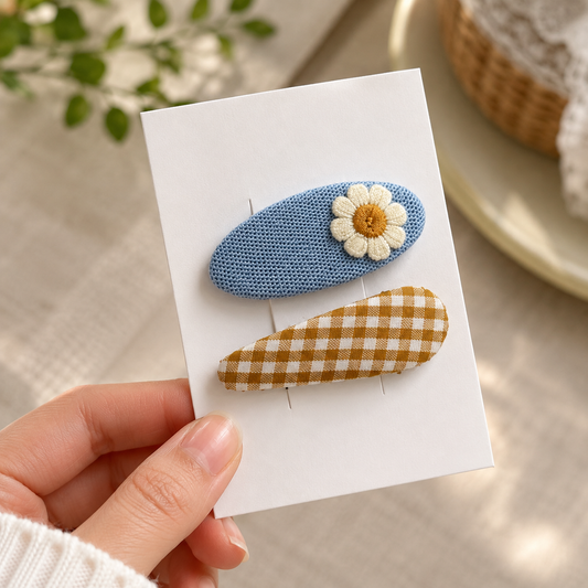 Embroidered Floral Clips