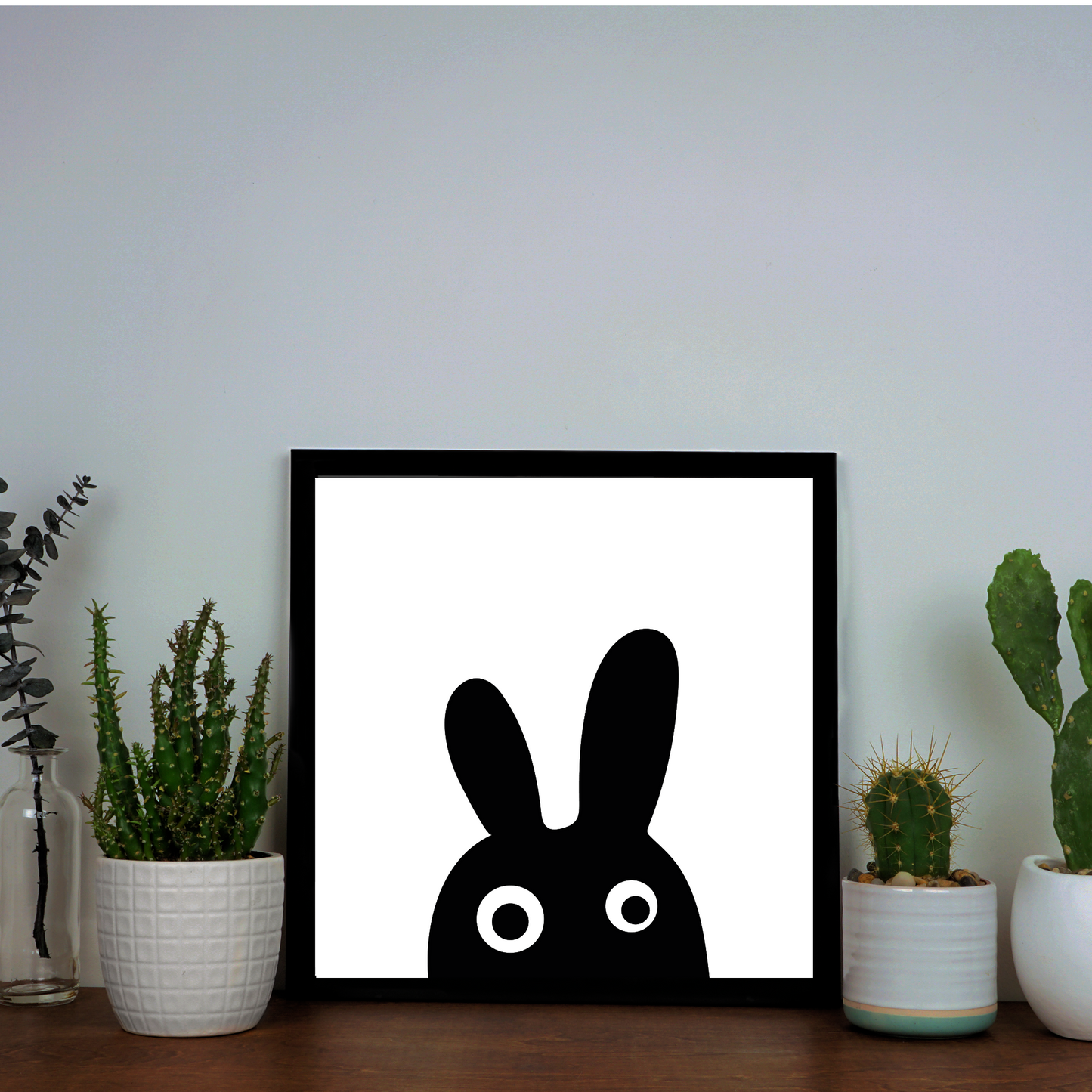 Modern Art Animal Cute Paintings Black rabbit Black and white Wall Decor