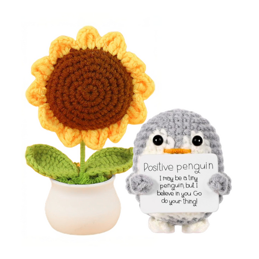 Crochet Sunflower + Penguin Combo