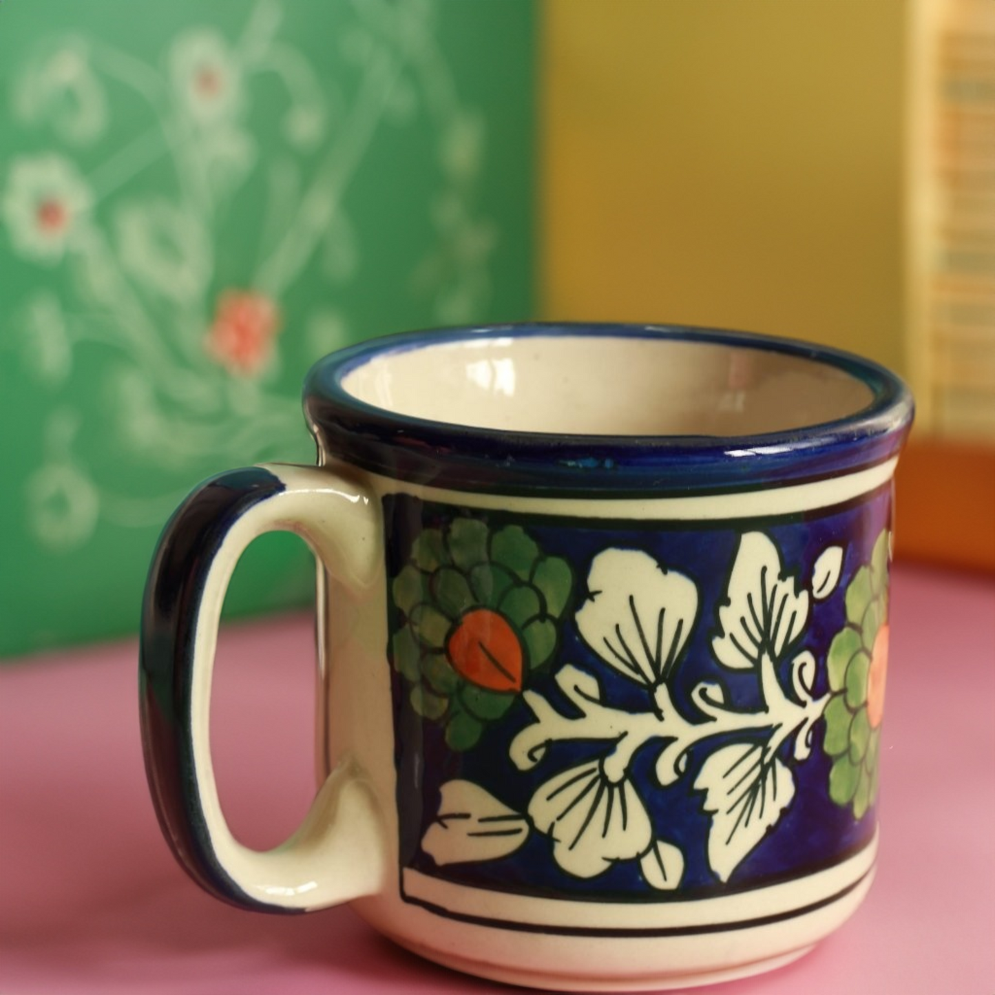 Blue Mughal Pottery Cup