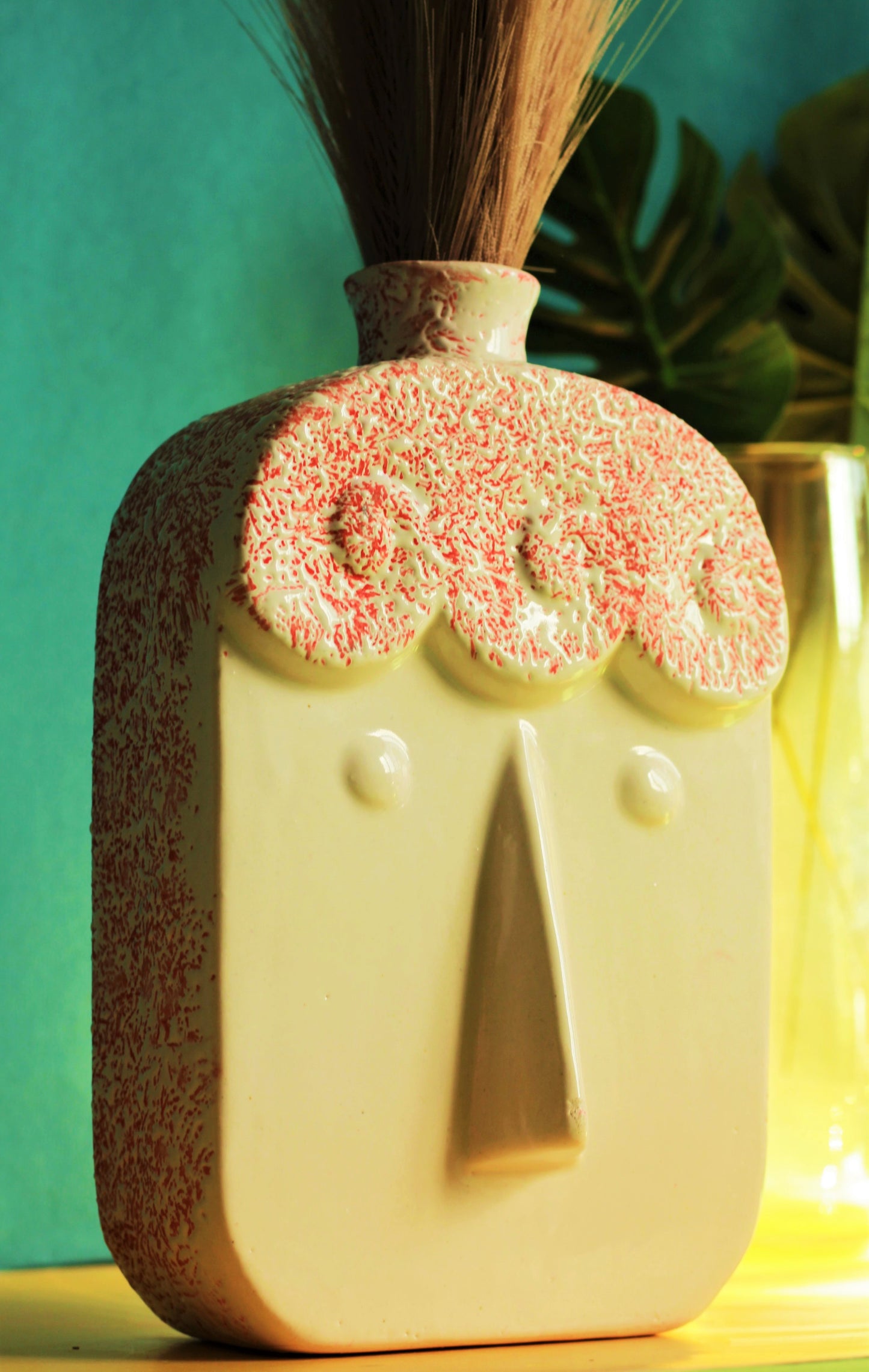 Quirky Face Vase (Red)