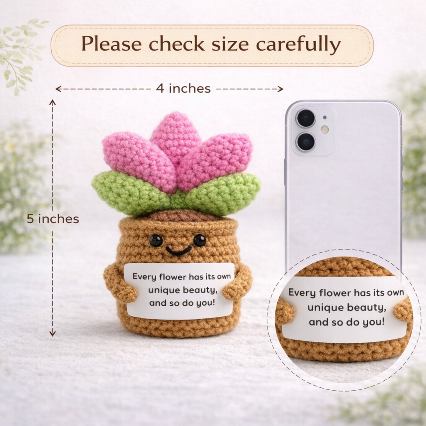 Emotional Support Cute Succulent Pot with Message