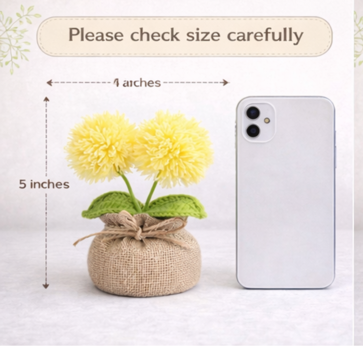 Yellow Pompom Flowers with Lucky Jute Bag