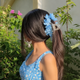 Floral Blue Hair Clutch