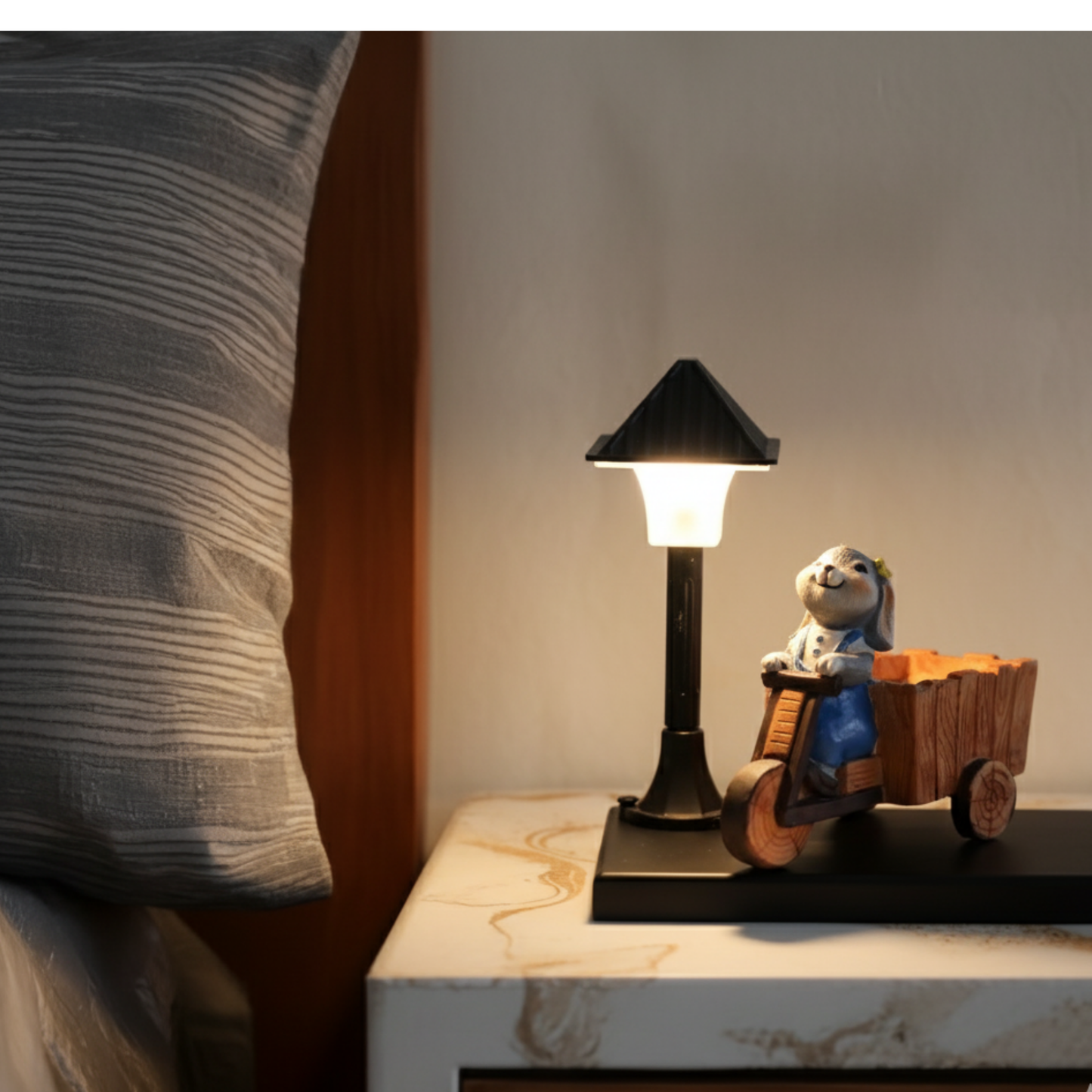 Cute Rabbit Cart Showpiece (Plants not included)