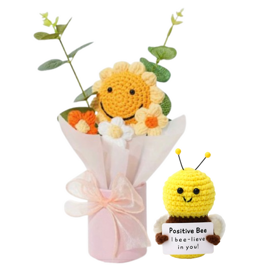 CROCHET FLOWERS + EMOTIONAL SUPPORT HONEYBEE