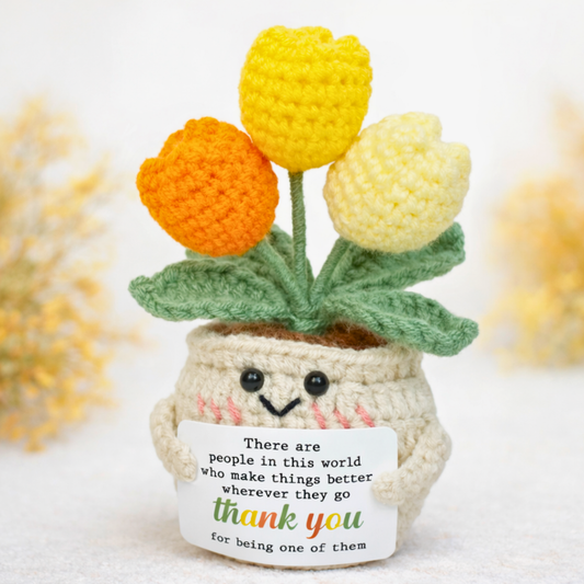 Emotional Support Crochet Yellow Daisy Flower with Inspiring Message