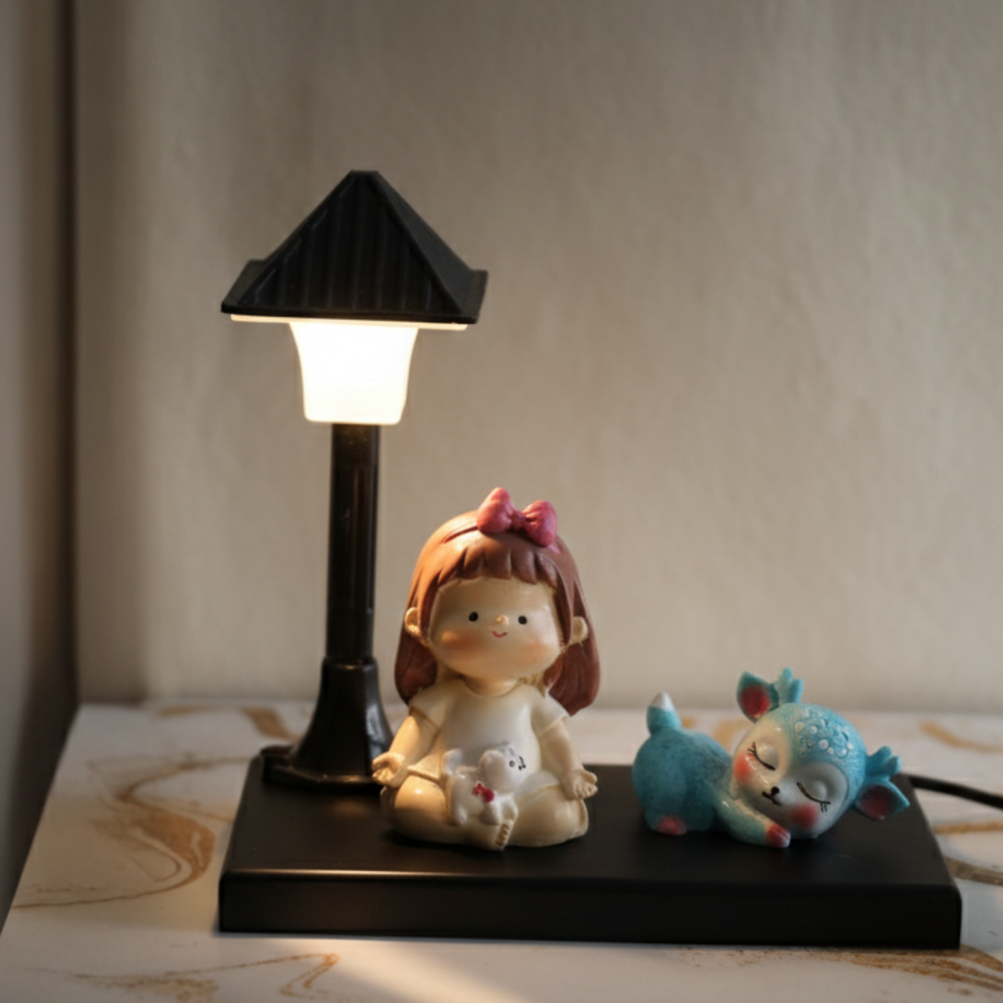 Yoga girl with Deer Lamp Set