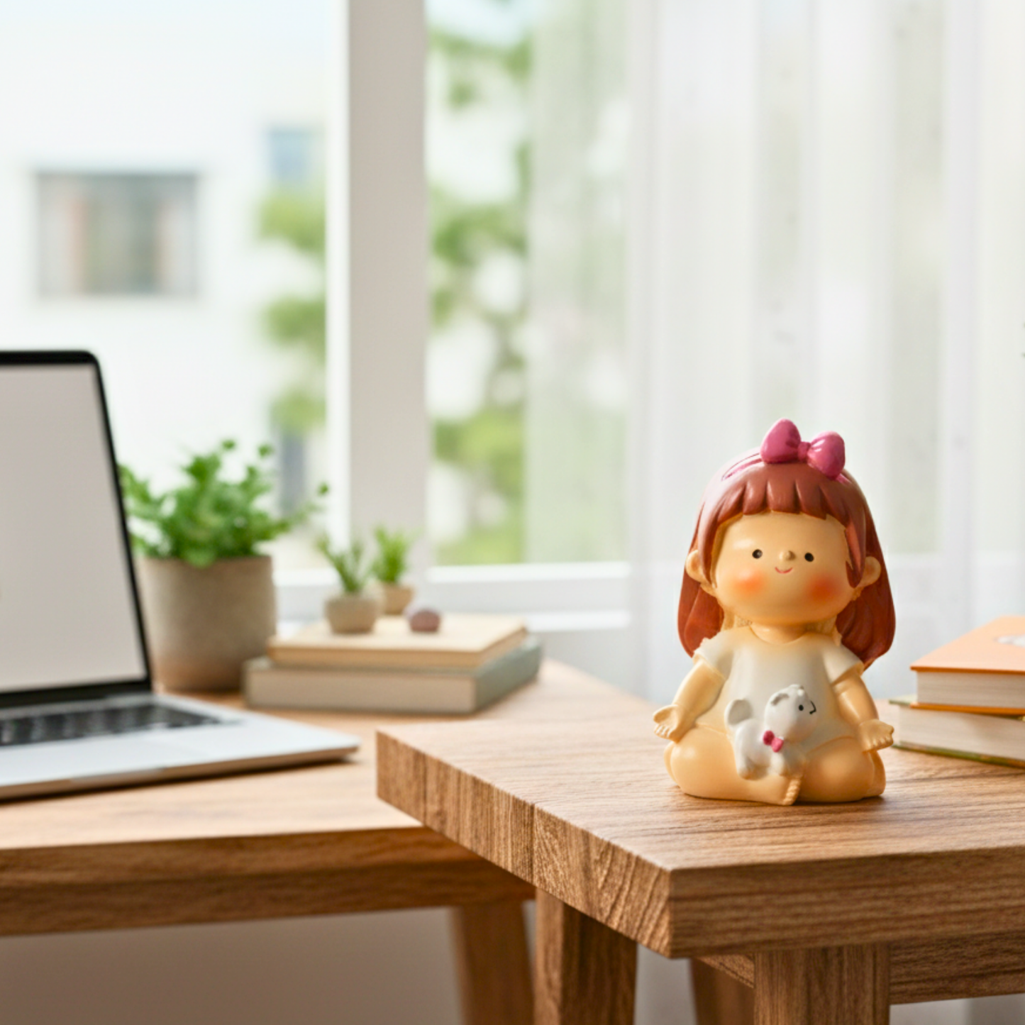 Yoga girl with Deer Lamp Set