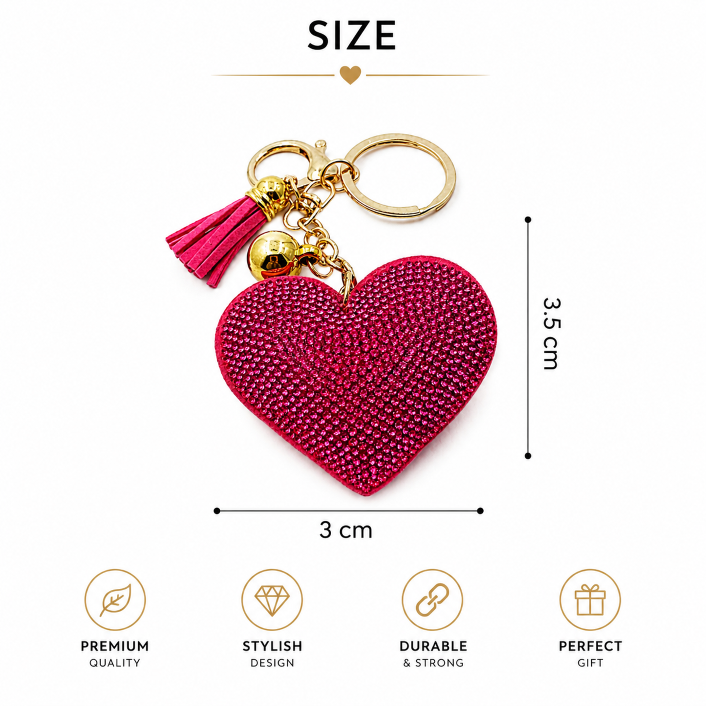 Trendy Glitter Heart Keychain
