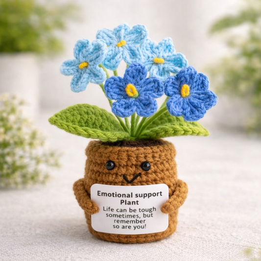 Emotional Support Blue Daisy Pot with Inspiring Message