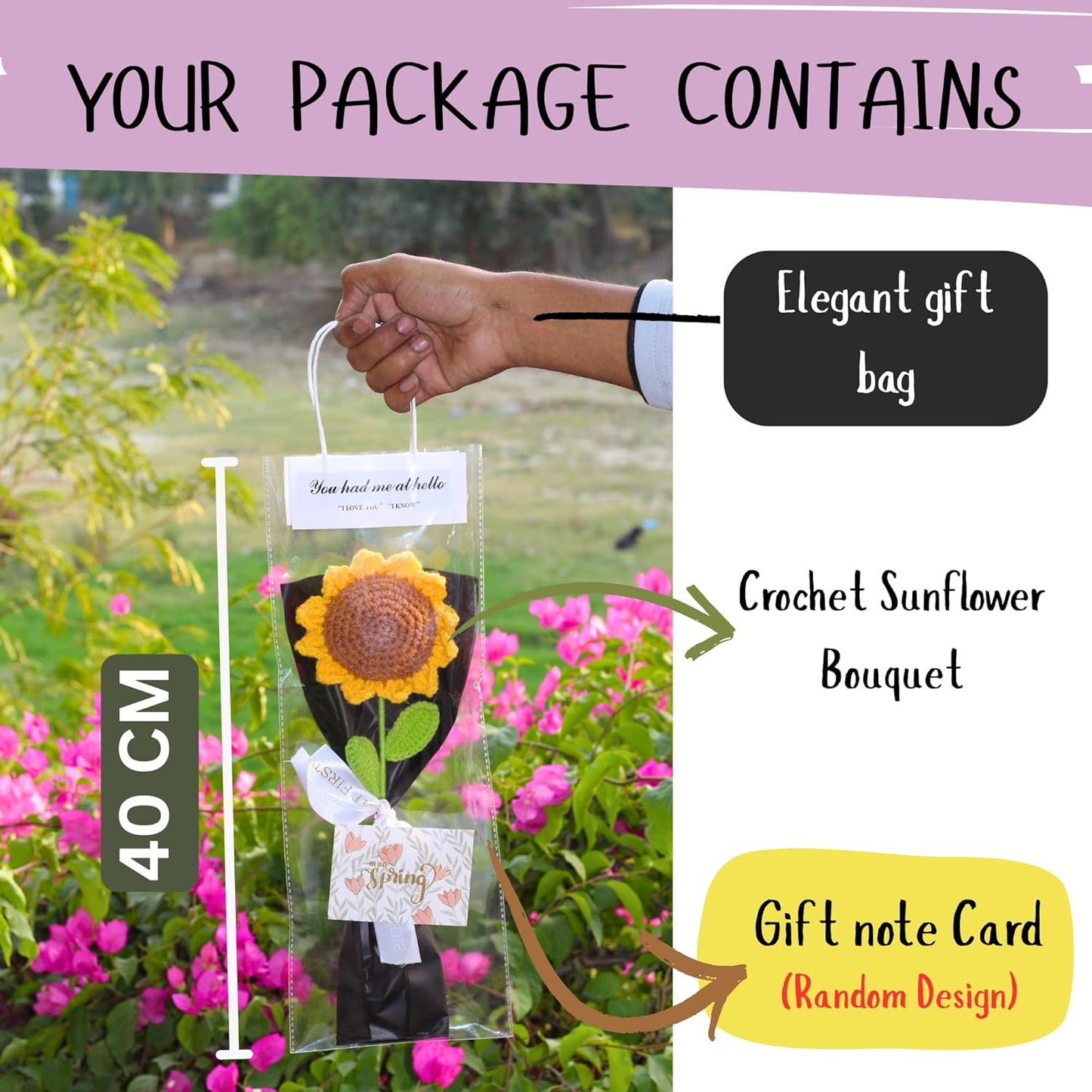 CROCHET SUNFLOWER BOUQUET - BLACK WRAP