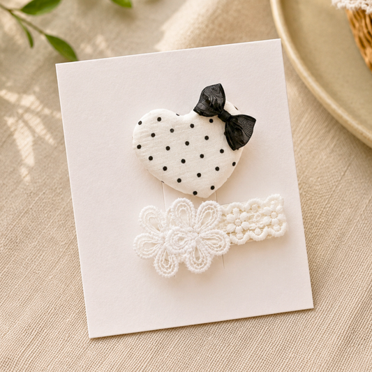 Embroidered Polka Love Set