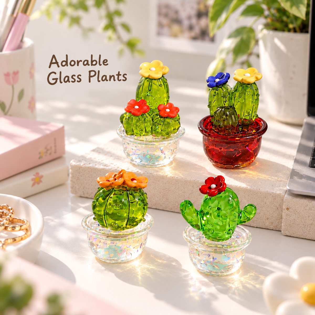 Tiny Cactus - Glass Figurine Set