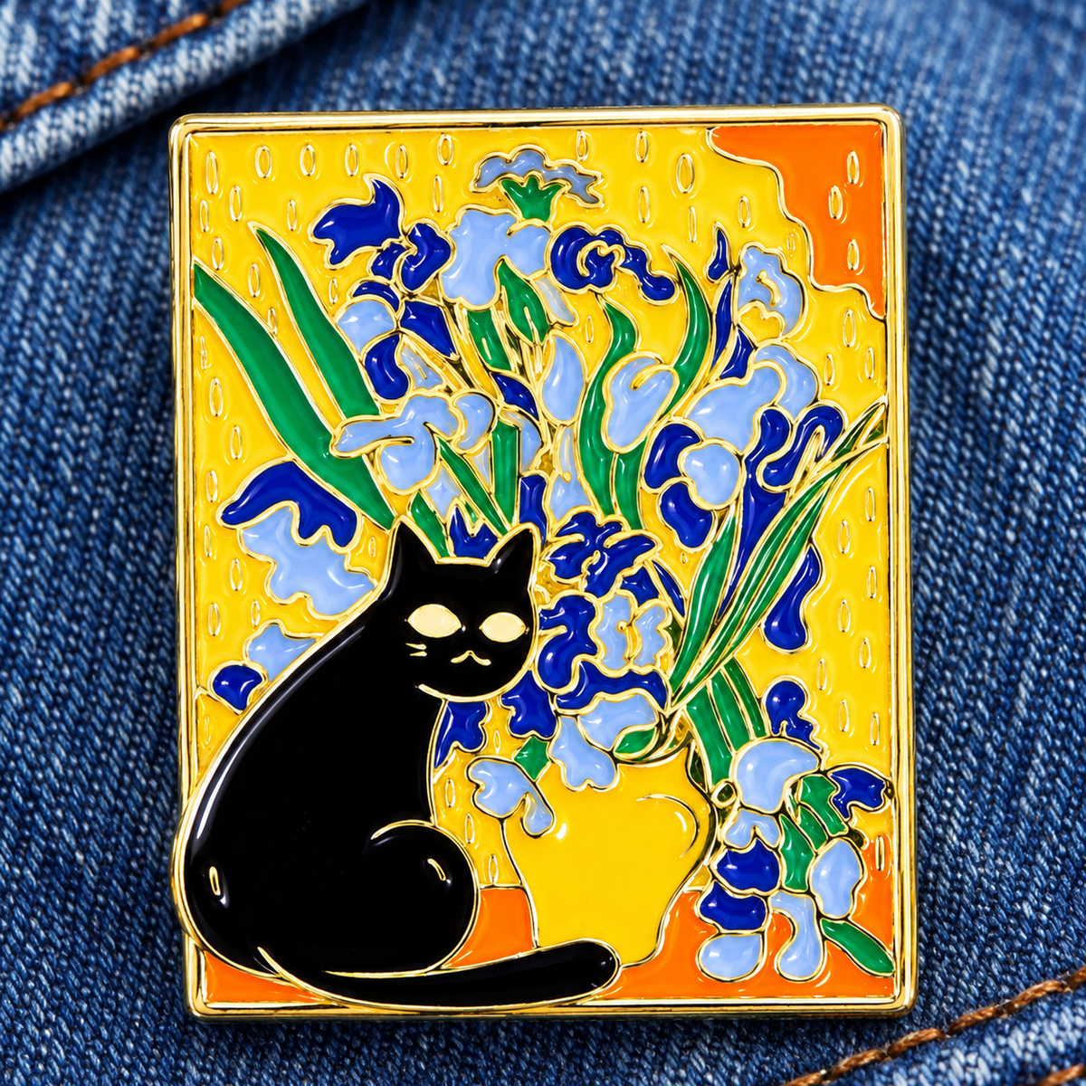 Black Cat & Blue Iris