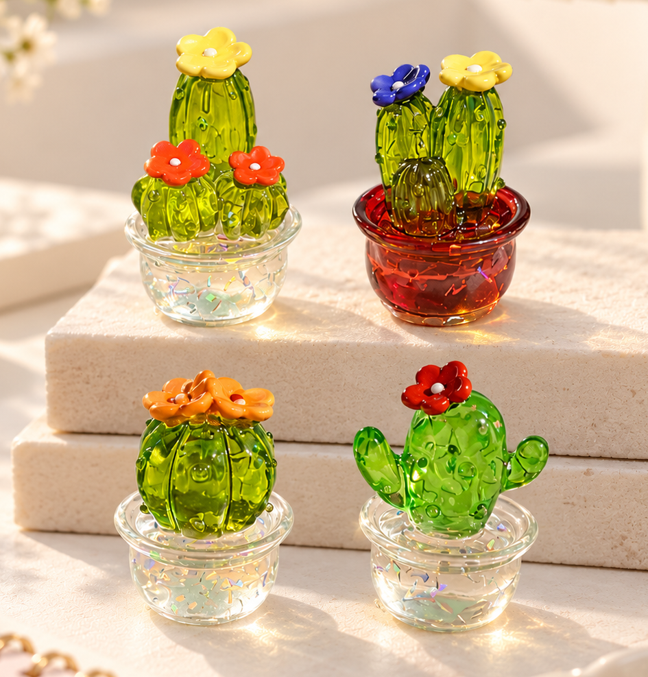 Tiny Cactus - Glass Figurine Set