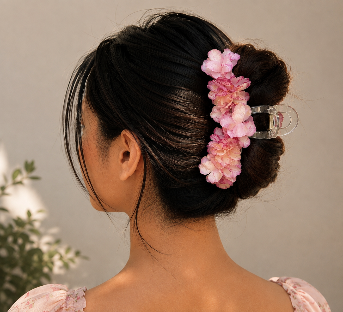 Floral Pink Hair Cutch