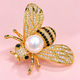Golden Bee Pearl Brooch