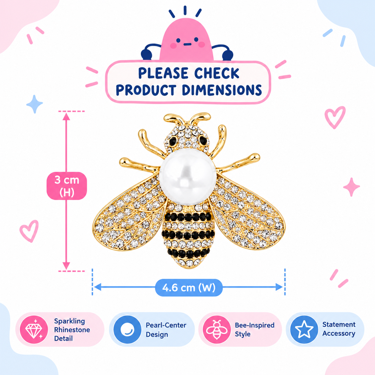 Golden Bee Pearl Brooch
