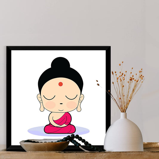 Kawaii Buddha Wall Art - 11 X 11 inches