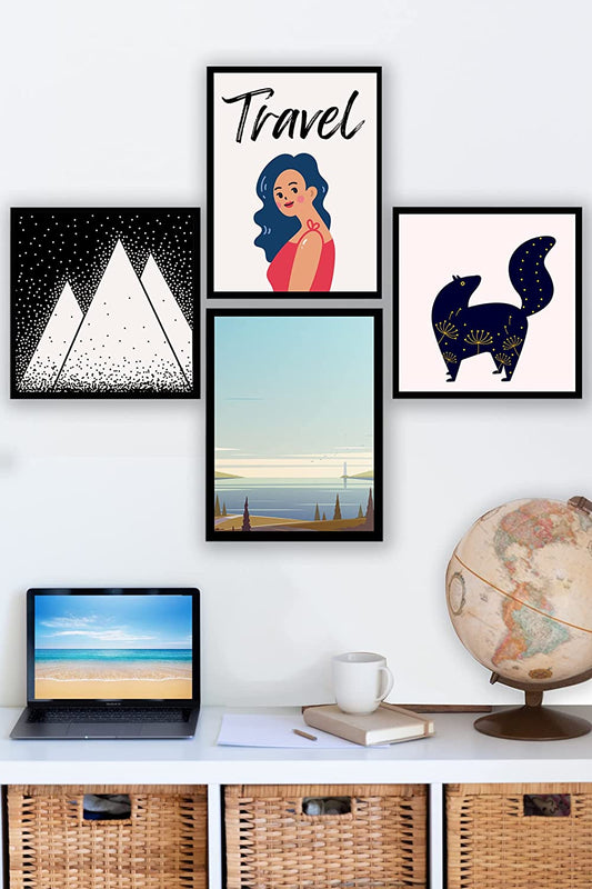 Modern Travel Wall Art - Set of 4